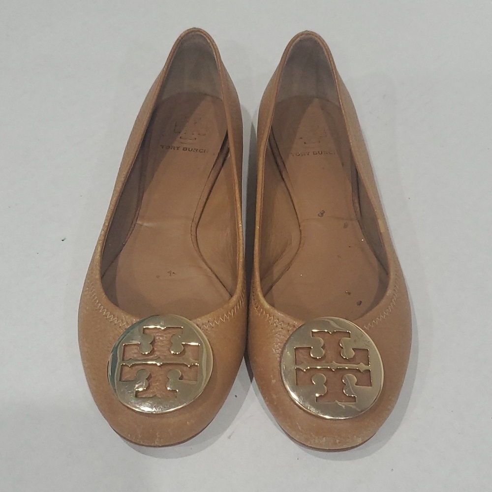 Tory Burch Reva Ballet Flats Royal Tan Tumbled 9M